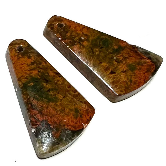 One of a Kind Plume Agate Earring/Pendant Pair-23 x 14mm (SP5846)