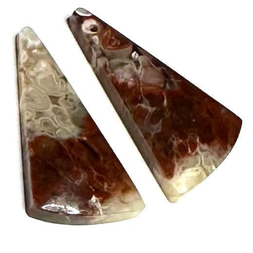 One of a Kind Plume Agate Earring/Pendant Pair-27 x 15mm (SP5851)One of a Kind Plume Agate Earring/Pendant Pair-27 x 15mm (SP5851)