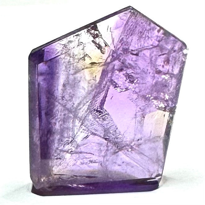 One of a Kind Ametrine with Rainbow Inclusions Freeform Polished Stone-48 x 38mm (NC5875)
