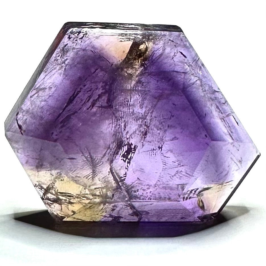 One of a Kind Ametrine with Rainbow Inclusions Freeform Polished Stone-49 x 44mm (NC5877)
