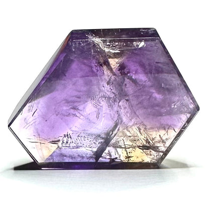 One of a Kind Ametrine with Rainbow Inclusions Freeform Polished Stone-49 x 44mm (NC5877)
