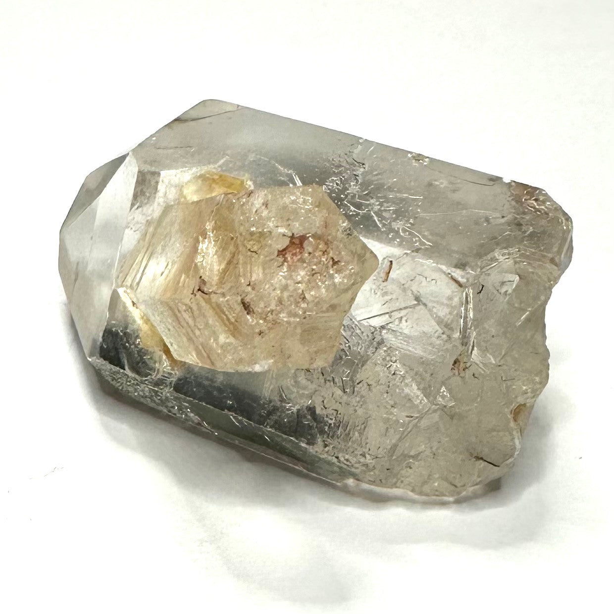 One of a Kind Quartz Crystal with Hematoid Partially Polished Point with Stand-2 x 1 1/2"