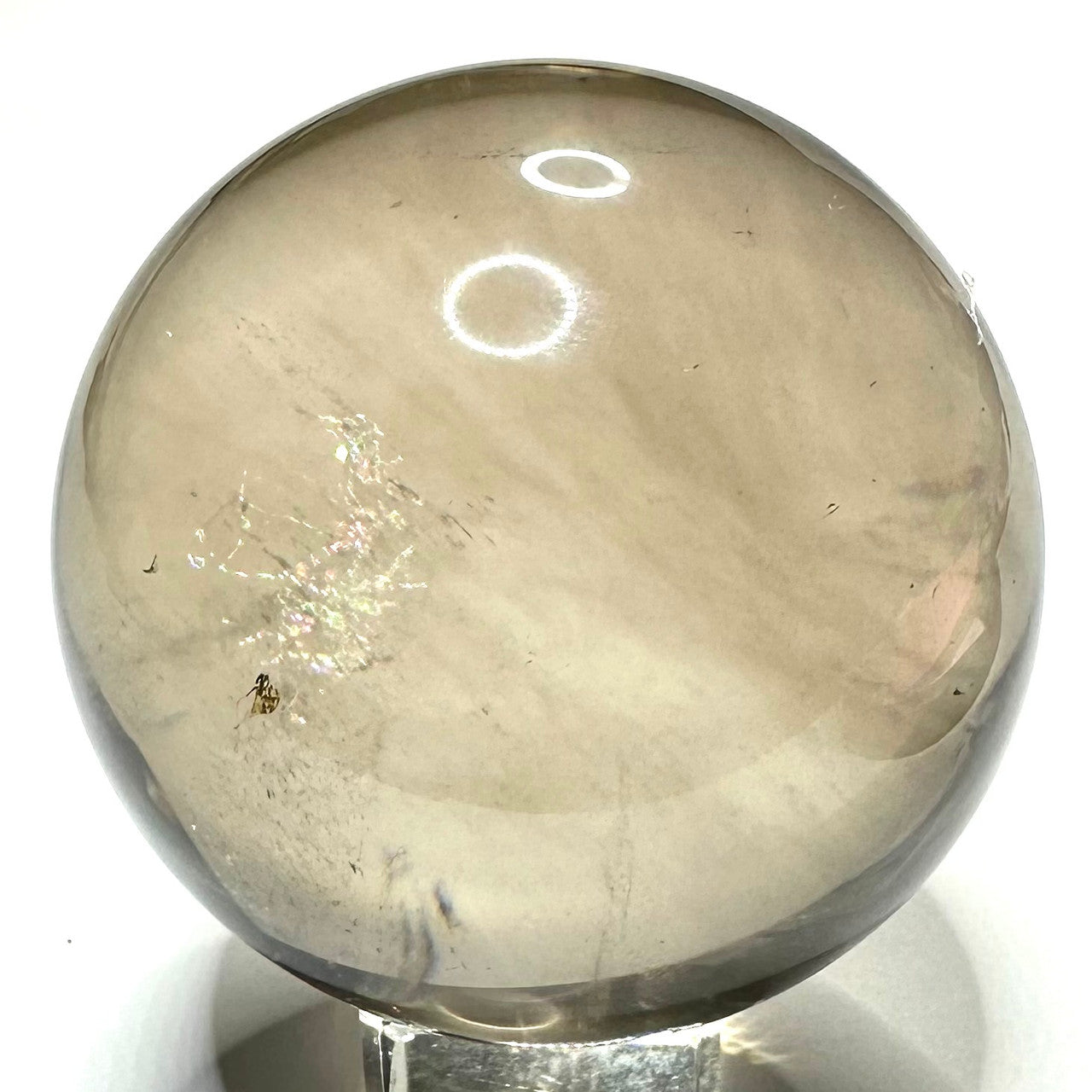 One of a Kind Smokey Quartz with Rainbow Inclusions Sphere-3" (NC5928)
