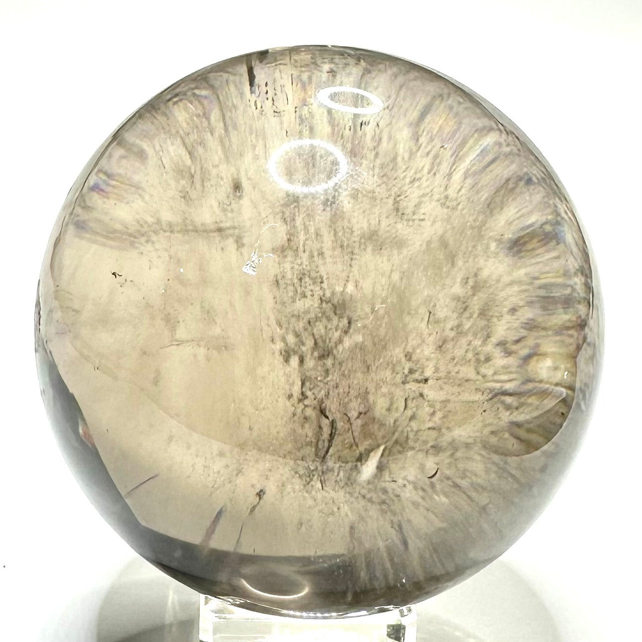 One of a Kind Smokey Quartz with Rainbow Inclusions Sphere-3" (NC5928)