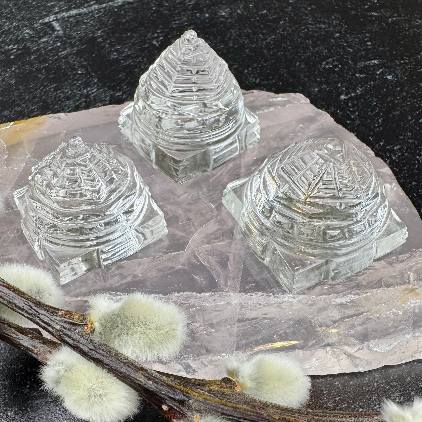 Himalayan Quartz Sri Yantra- 0.9"x 1.15"-NC7695