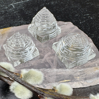 Himalayan Quartz Sri Yantra- 0.9"x 1.15"-NC7695
