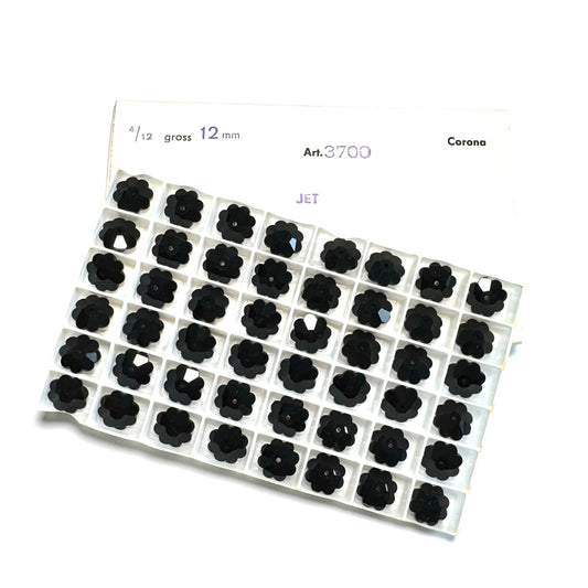 Vintage Swarovski Crystal Margaritas-Art. 3700-12mm- Jet -Factory Pack - SALE 7550