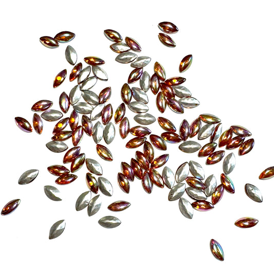 Vintage West German Navettes Crystal -Marquis-Topaz AB- Foil Back- Factory Pack-10x5mm-SALE