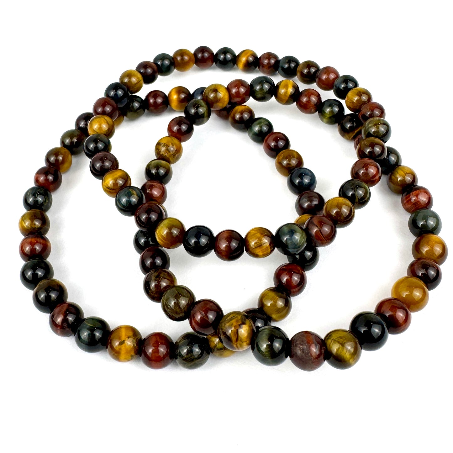 Multi Color Tiger Eye Mala Bracelet 6mm