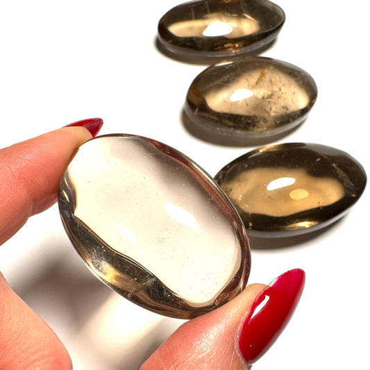 Medium Smokey Quartz Palm Stone-2.1"x1.25"- NC7648