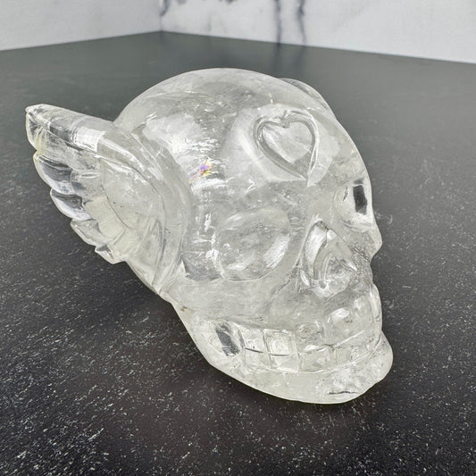 Rare Himalayan Quartz Angel Skull Master Carved by Vikas Meena 3"x 3" NC7629
