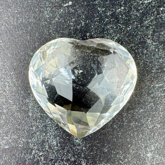 Faceted Lemurian Quartz Heart-1.6x1.7"x1"-NC7712