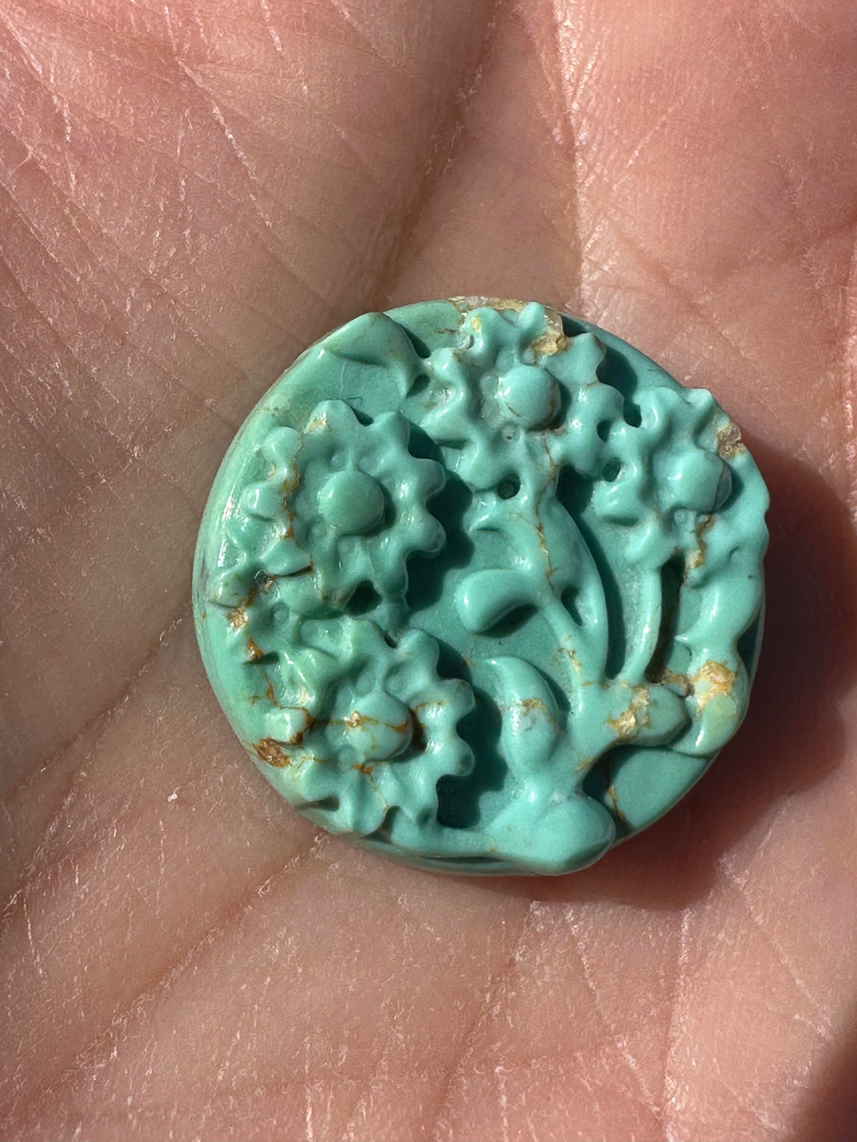 Hubei Turquoise Carved Cabochon 31mm #CAB7942