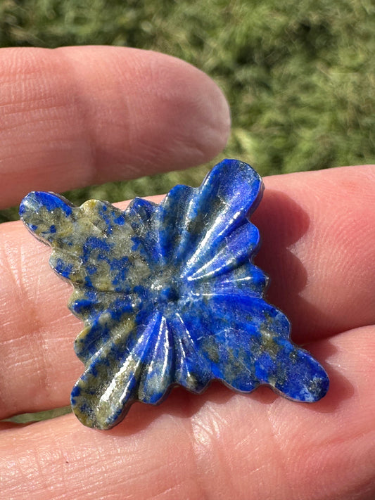 Starburst Carved Lapis Lazuli Cabochon 31 x 27 mm #CAB7945