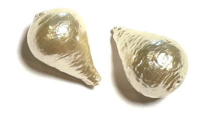 Rare Vintage Japanese Cotton Pearl Beads, Teardrop, 18 x 26mm #25696