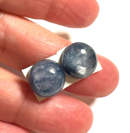 Kyanite Cabochon Pair — 12mm A-Grade | #21228