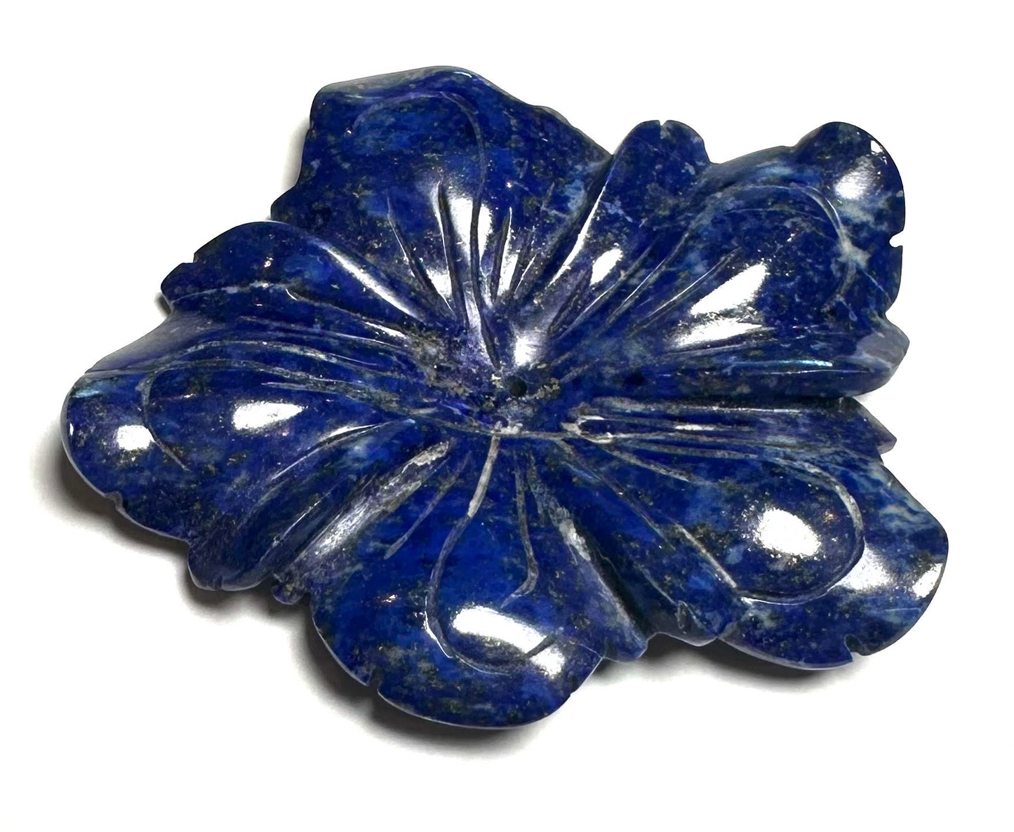 SP7871 – Hand-Carved Lapis Lazuli Flower Focal, 2" x 1¾" #SP7871