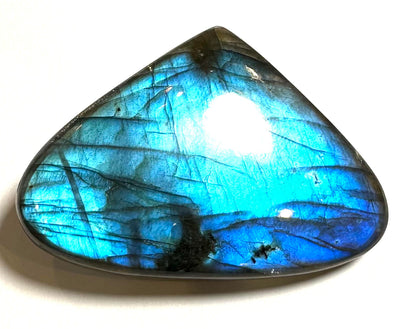 Electric Blue Labradorite Huge Tear Cabochon – Rare Silver Flash 52 x 37mm #SP7865
