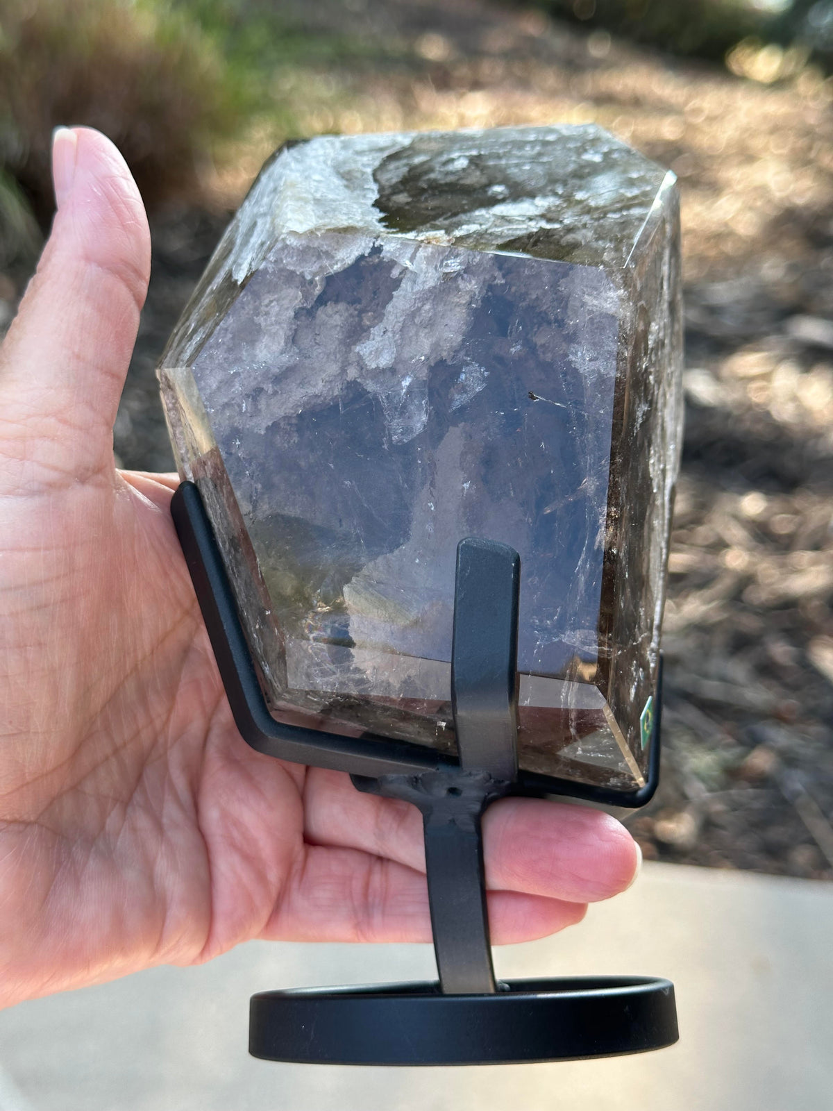 Smoky Lodolite Thousand Layer Statement Piece with Stand 5.5 x 4 x 3.5" #NC7948