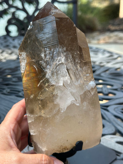 Giant 2.2 kg Natural Elestial Citrine Crystal with Rainbows and Self Healing from Brazil 9 Inches Tall #NC7955