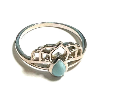 Larimar Crown Filigree Sterling Silver Ring SP7720