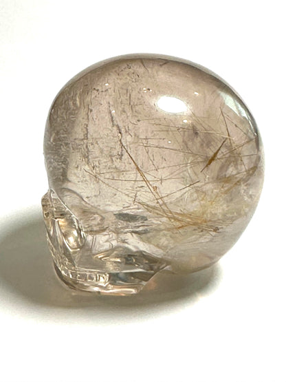 Golden Rutilated Quartz Magical Child Skull Master Carved by Leandro De Souza 1 5/8" x 1 3/4" x 2 1/4" Tall #NC7942