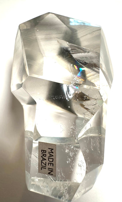 Master-Carved Lemurian Quartz Freeform with Black Phantom & Rainbow – Brazil – NC7881