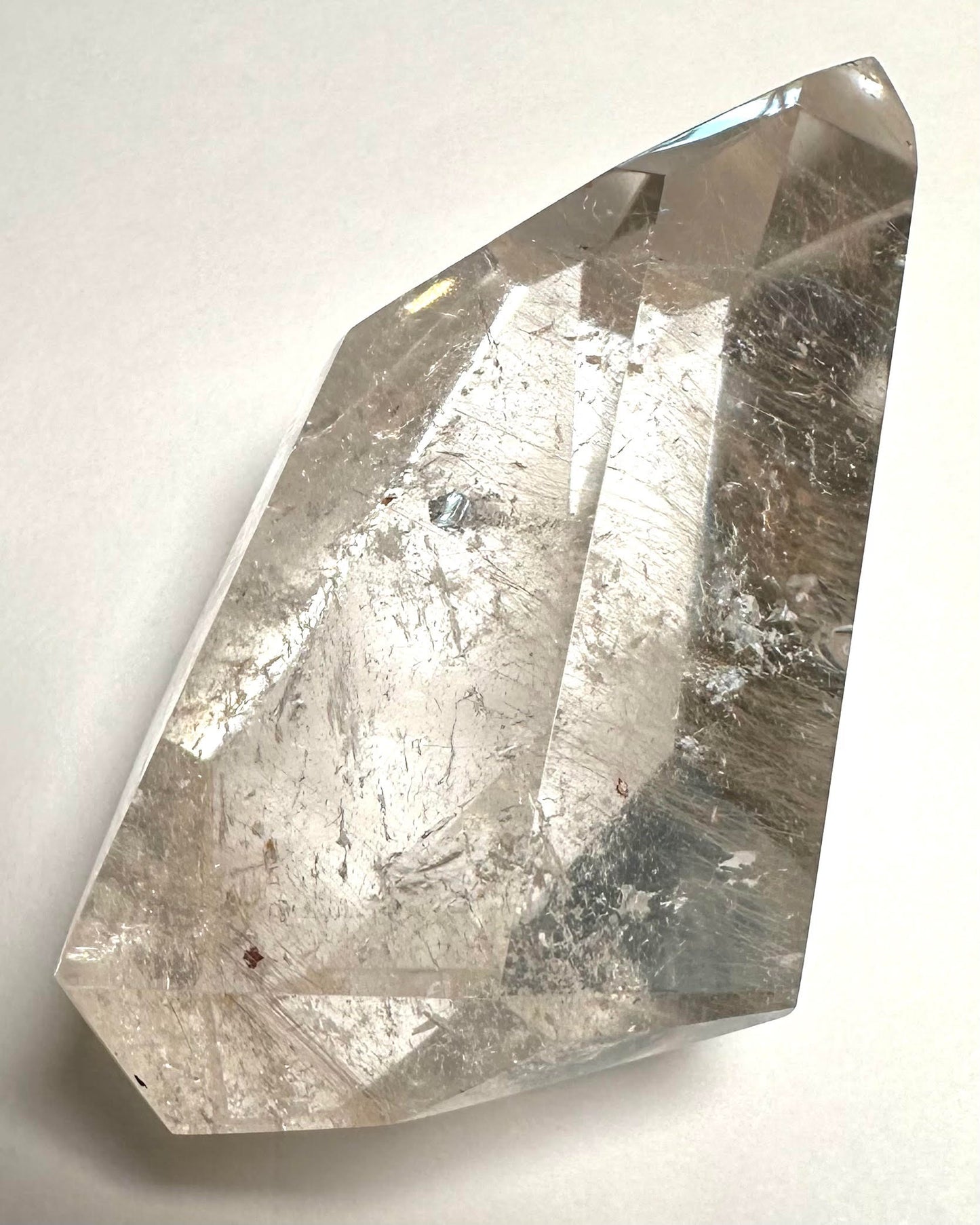 Lemurian Quartz Crystal with Fine Pink Rutile, Water Veils & Rainbow – NC7882