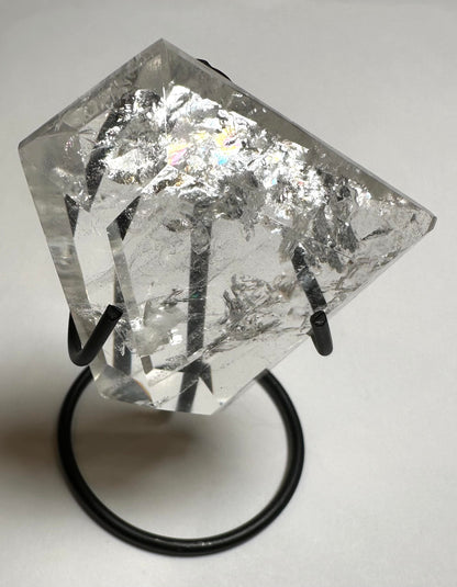 Lemurian Quartz Faceted Crystal with Rainbows and Water Veils from Brazil 2.5" x 2 1/8" – NC7883