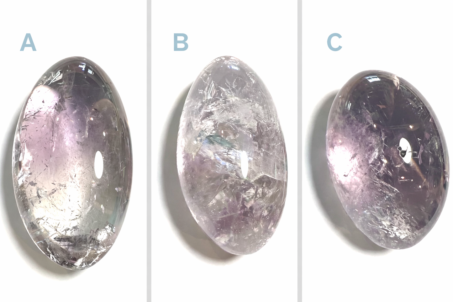 Light Amethyst Shiva Stones – Polished Oval Palm Stones NC7728