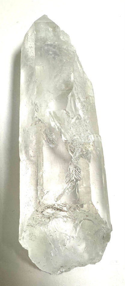 Lightning Strike Crystal – Natural Quartz Point with Barcodes & Foil Flash 3" #NC7908