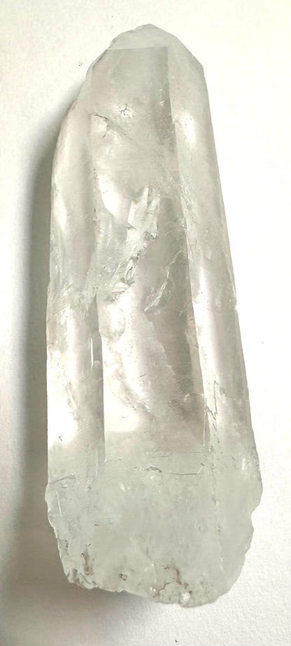 Lightning Strike Crystal – Natural Quartz Point with Barcodes & Foil Flash 3" #NC7908