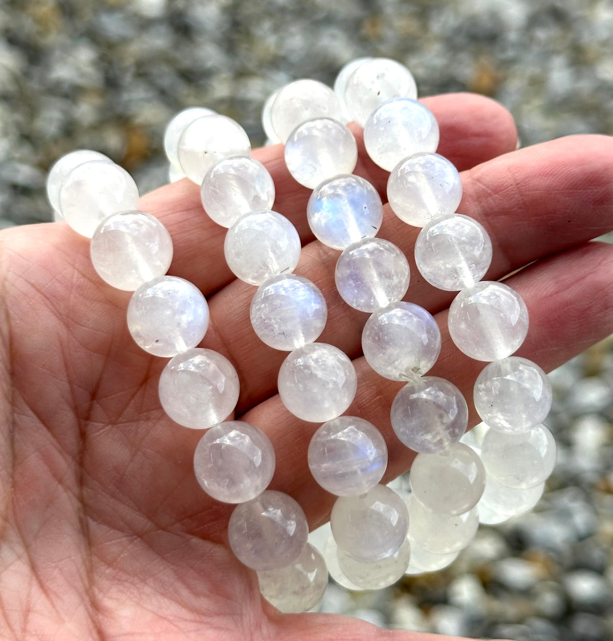 RAINBOW MOONSTONE MALA BEAD BRACELET 11MM #MALA40