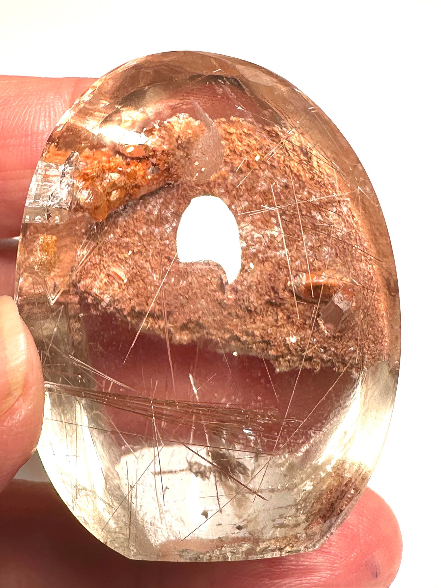Master Carved Lodolite Freeform with Rutile, Penetrator Crystals & Rainbow Quartz #NC7949