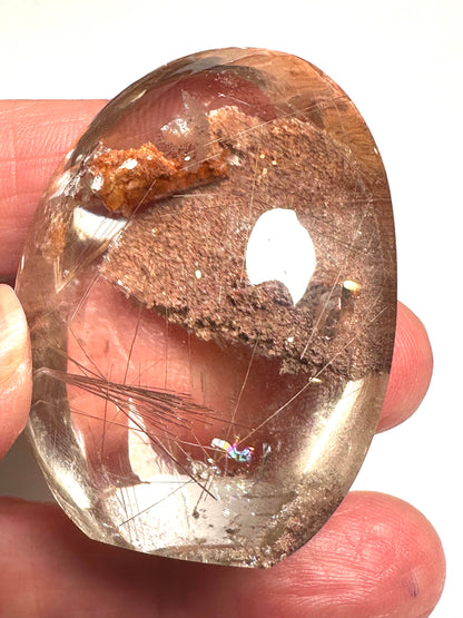 Master Carved Lodolite Freeform with Rutile, Penetrator Crystals & Rainbow Quartz #NC7949