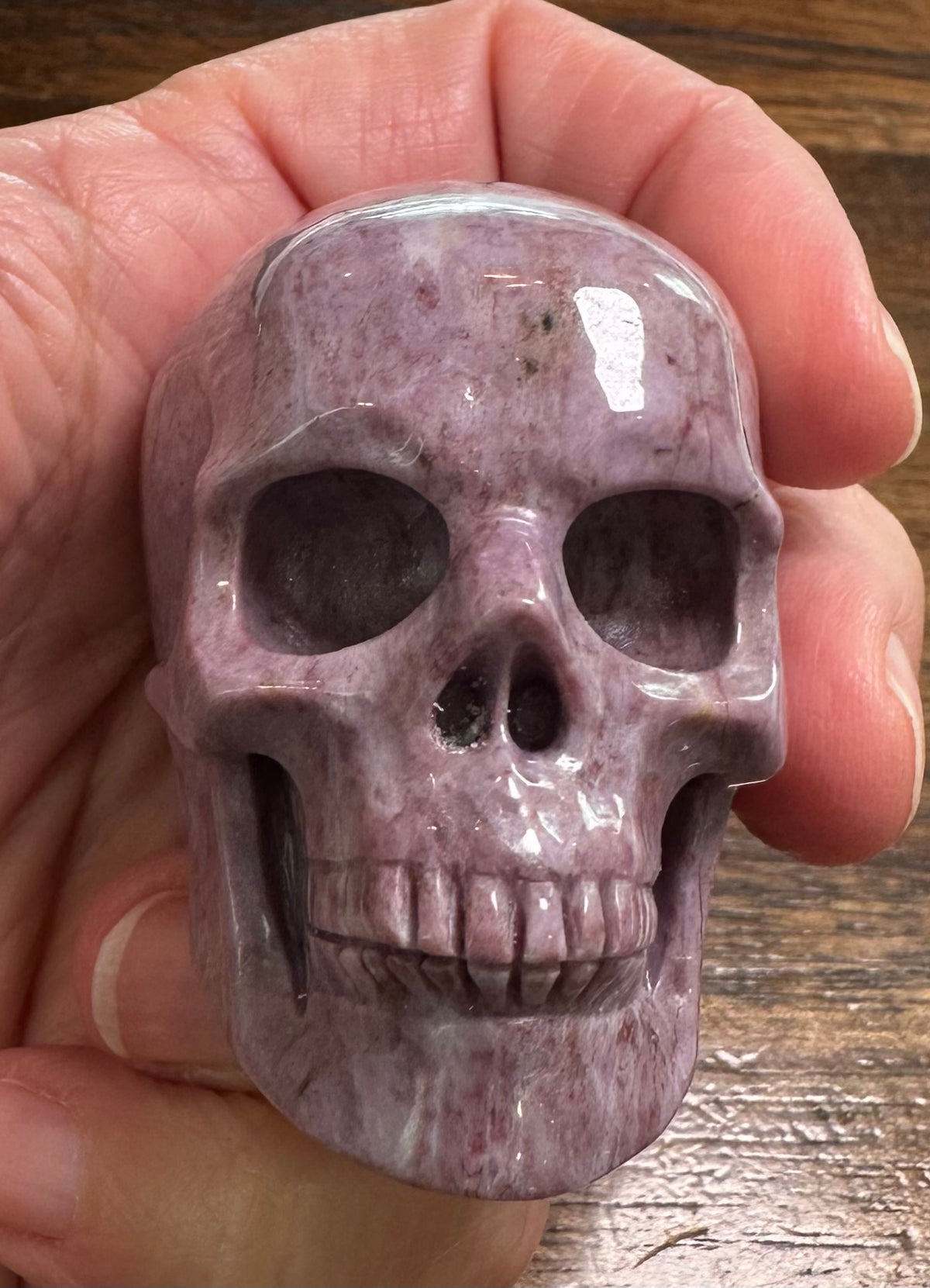 Lavender Jade Master Carved Skull 1 1/4 x 2 1/8 x 1 3/4 Inch #NC8008