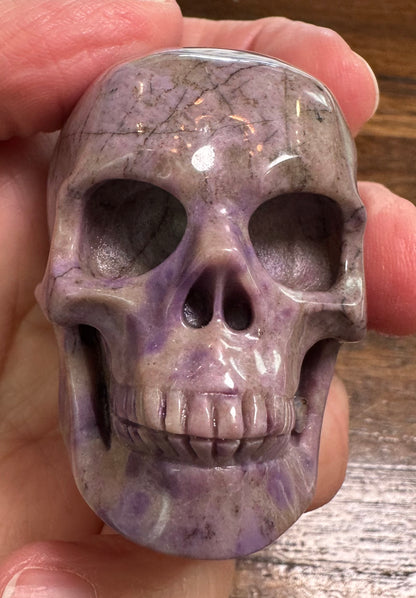 Lavender Jade Master Carved Skull 1 1/2 x 2 1/4 x 2 Inch #NC8007