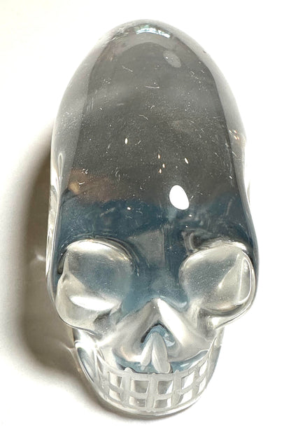 Master carved Lemurian quartz elongated skull by Vanderlei Barreto from Brazil #NC7933