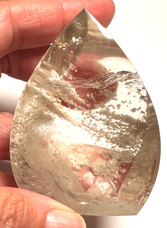 Master Carved White Lodolite Quartz Flame 3 Inches Tall #NC7948
