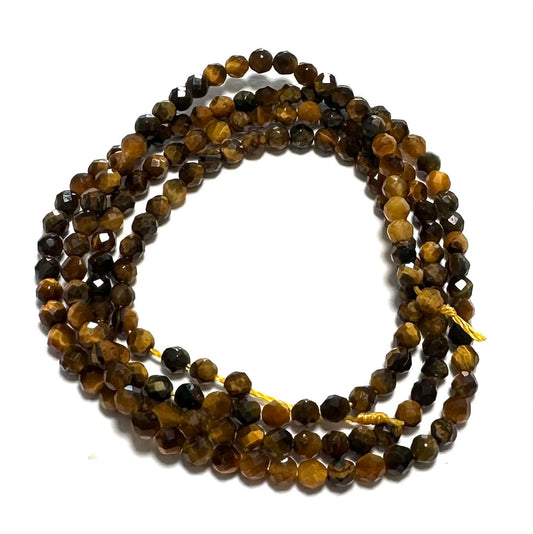 Micro Diamond Cut Tiger Eye Beads, 2mm Calibrated Gemstone Strand – SP2709