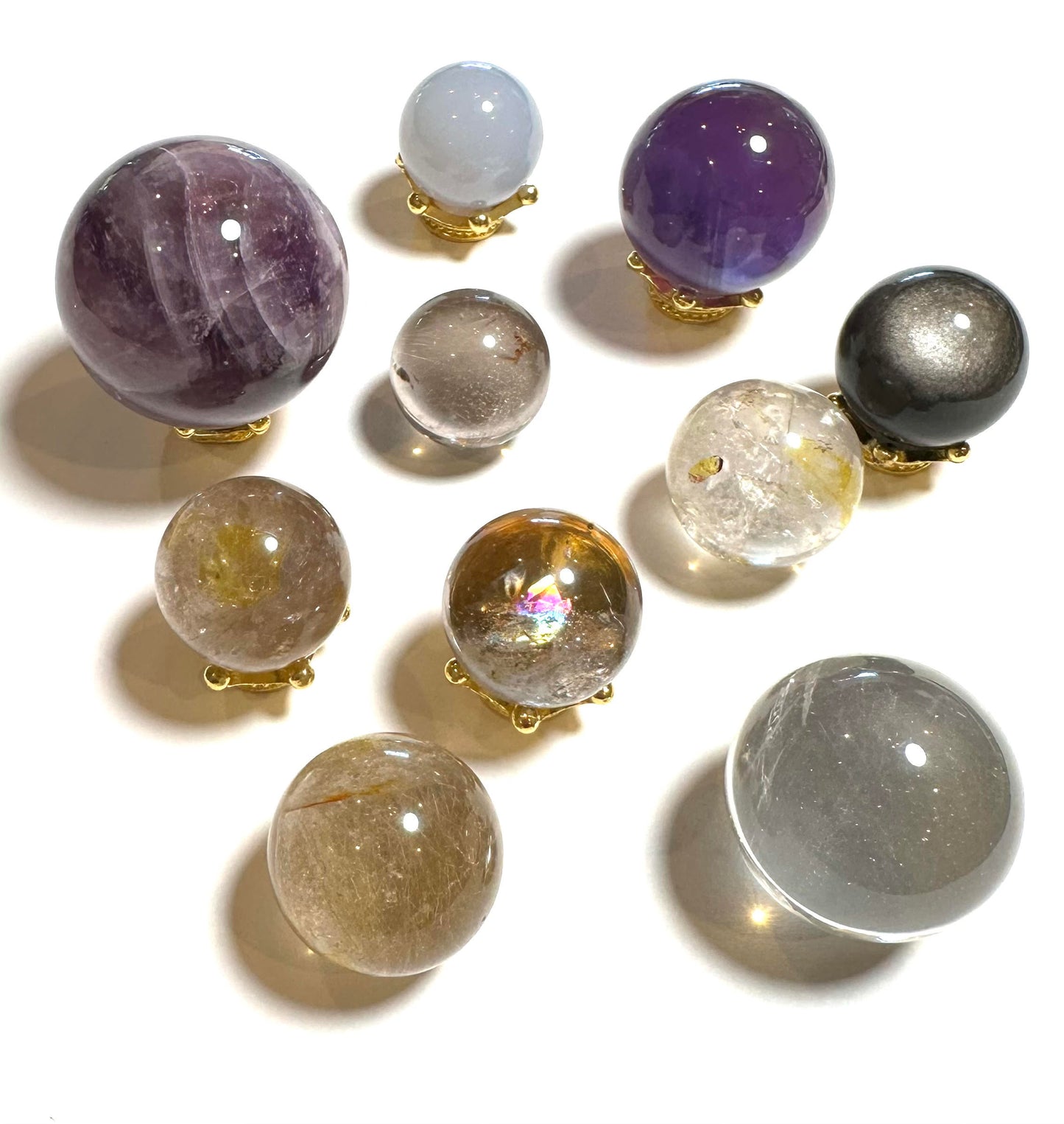 Wholesale Mini Sphere Lot – 10 Piece Collection – Rare Crystal Mix – WHOLE07