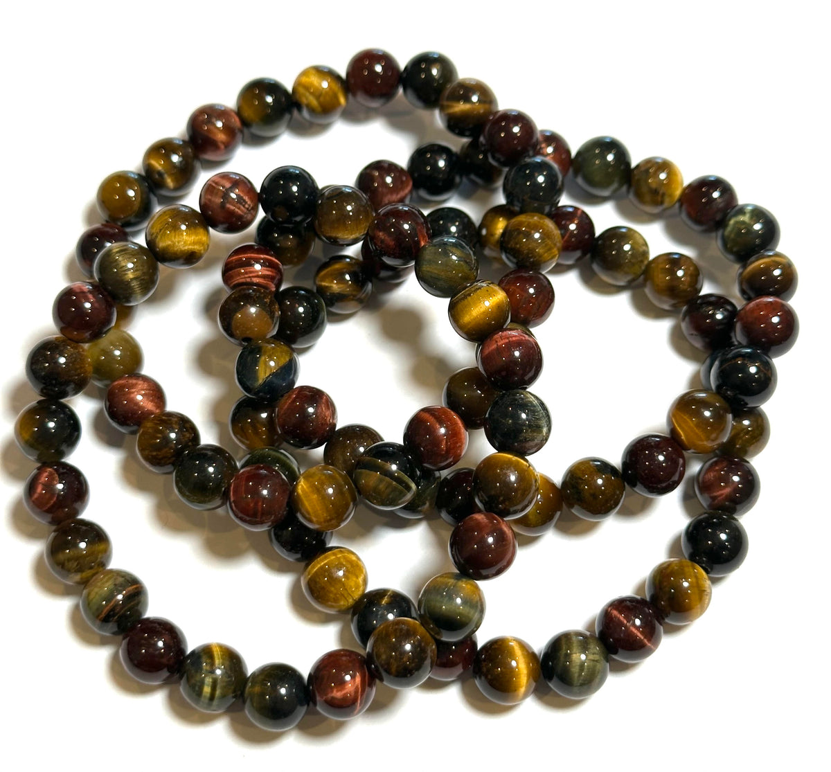 Multicolor Tiger Eye Mala Bracelet 8 mm #MALA22