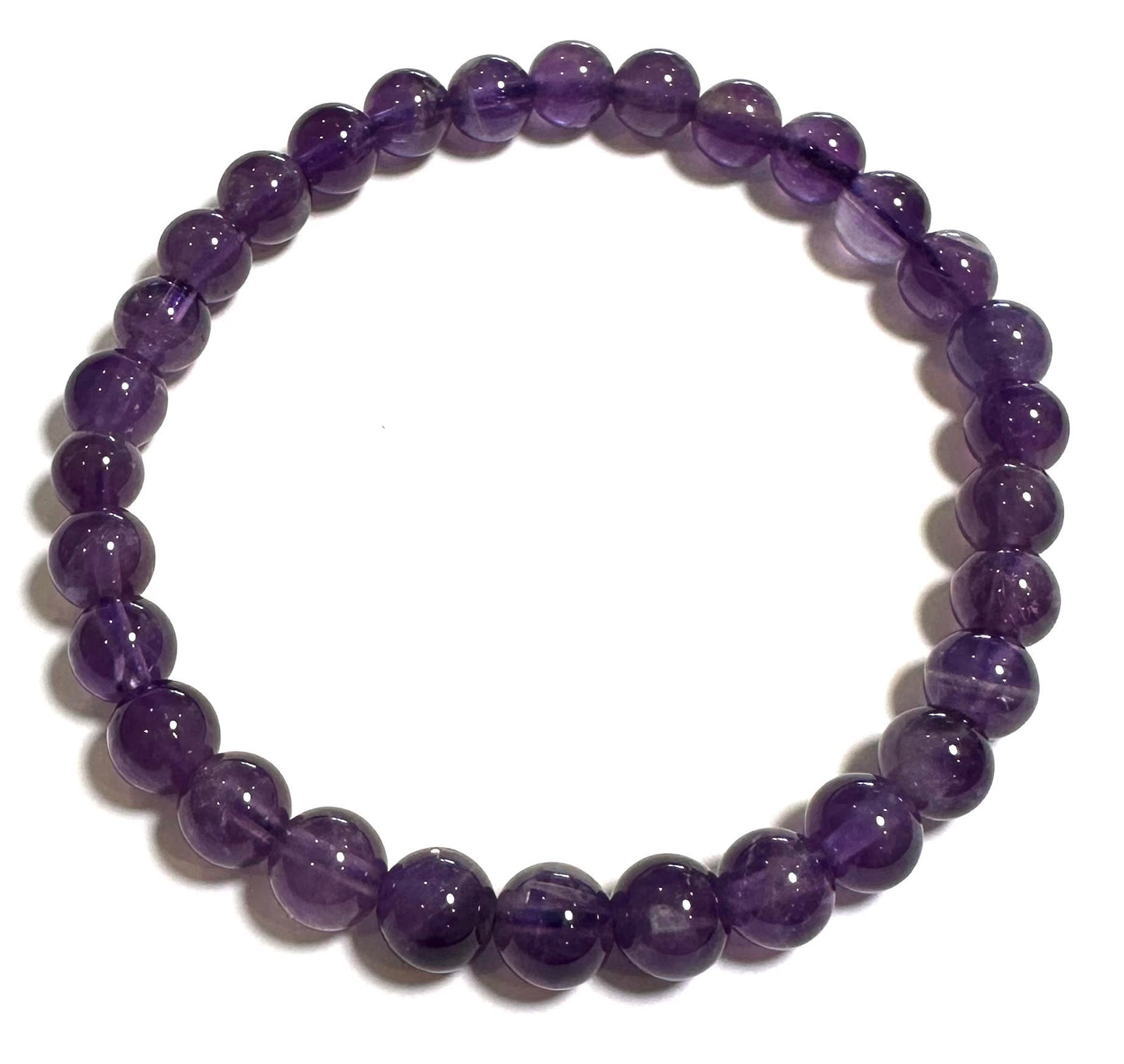 Natural Amethyst 6mm Mala Bead Bracelet Stretch Cord #MALA09