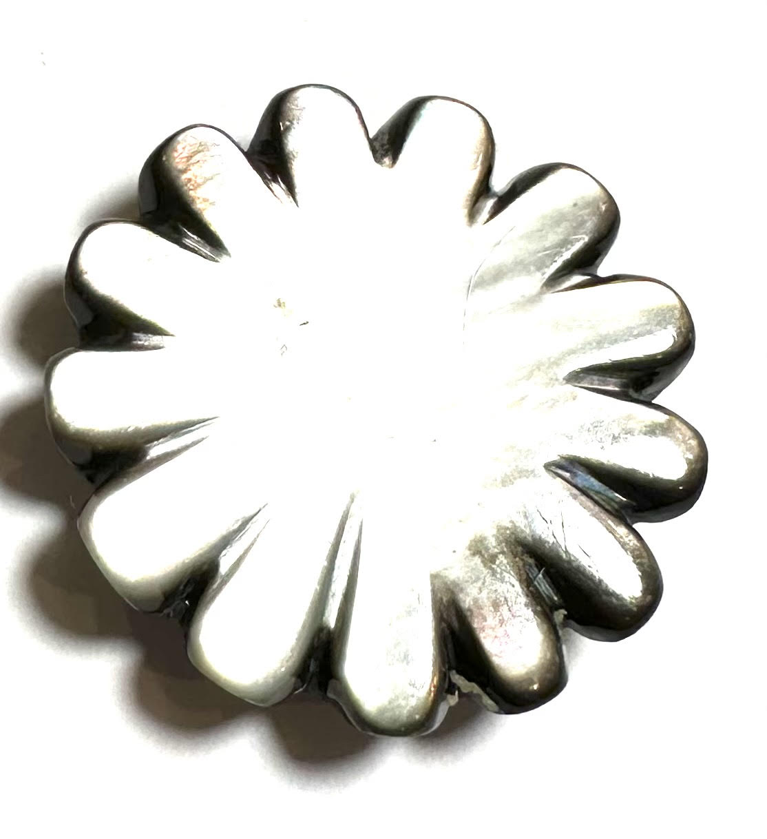 One of A Kind Black Lip Shell Flower Cabochon – Hand Carved 25mm -  # SP7839