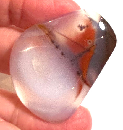 AAA Natural Blue Chalcedony Freeform Cabochon with Red Dendrites – 32 x 39mm – #CAB4