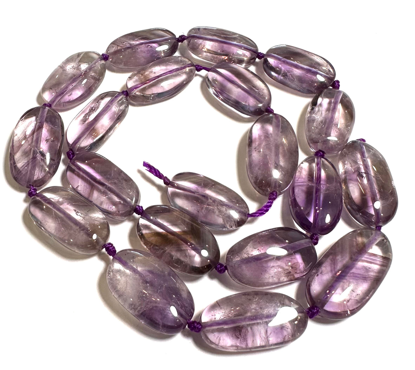 Natural Phantom Amethyst Oval Beads Brazil 18 x 10mm #SP7927