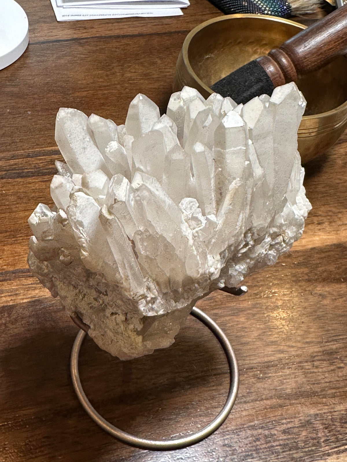 Brazilian Quartz Crystal Cluster with Snow White Lodalite Inclusions #NC7964