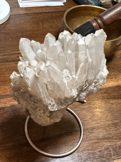 Brazilian Quartz Crystal Cluster with Snow White Lodalite Inclusions #NC7964