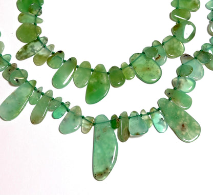 Natural Chrysoprase Freeform Teardrop Slab Beads 10 to 35mm #SP7930