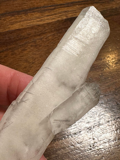 Diamantina Brazil Quartz Point with Black Rutile and Snow White Lodalite #NC5963